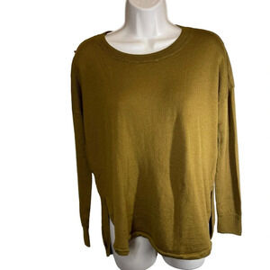 Madewell merino wool pullover sweater brown side slits women’s small